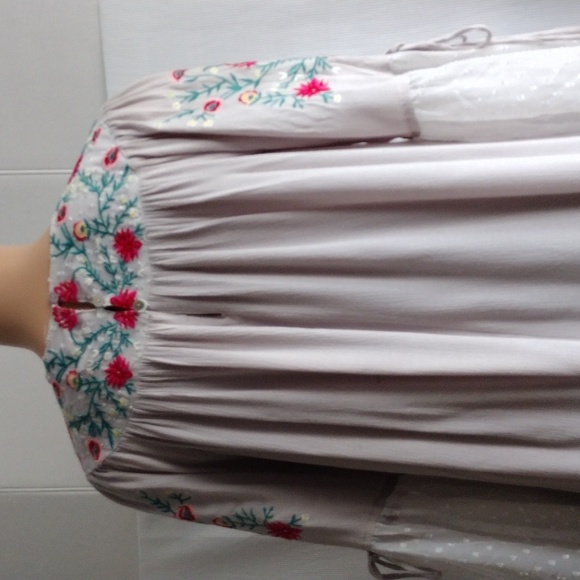 Umgee gray mini embroidered sleeves dress S/M - Picture 7 of 12